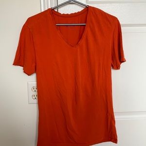 Zara Bright Orange V Neck Tee, kinda slim fit